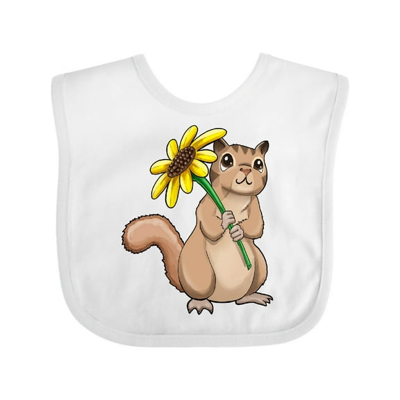 Inktastic Cute Chipmunk with Sunflower Boys or Girls Baby Bib