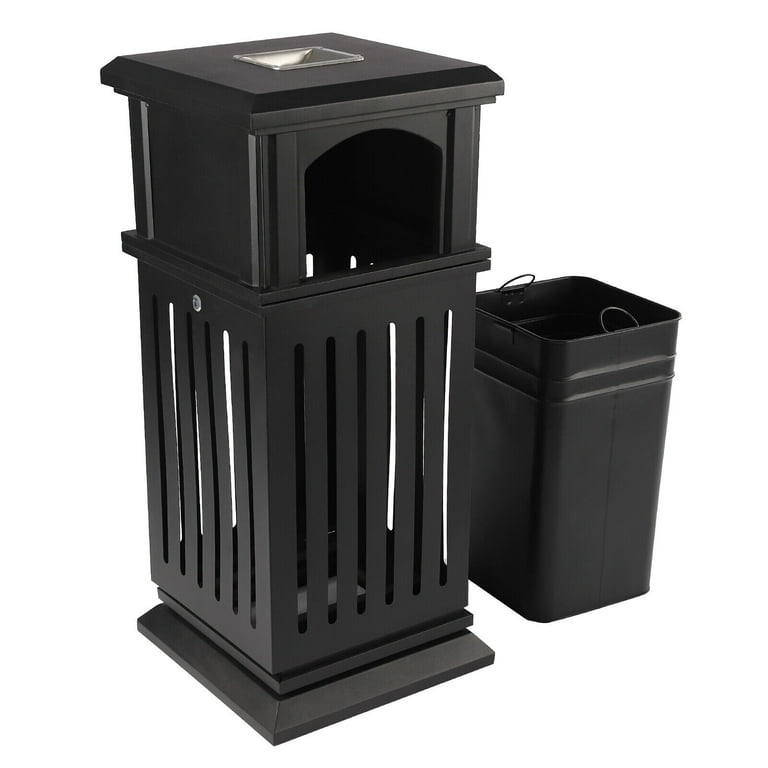 Outdoor Trash Can, 40L Commercial Garbage Enclosure with Locking Lid, Heavy  Duty Industrial Yard Garage Waste Container, Installation-Free, 35.4 x