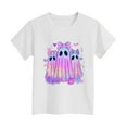 thumbnail image 4 of CAUYDY Halloween Shirt for Kids Girls Funny Boo Pumpkin Ghost T-Shirt Retro Flower Spooky Season Short Sleeve Tee Tops(A01-White,4-5 Y), 4 of 5