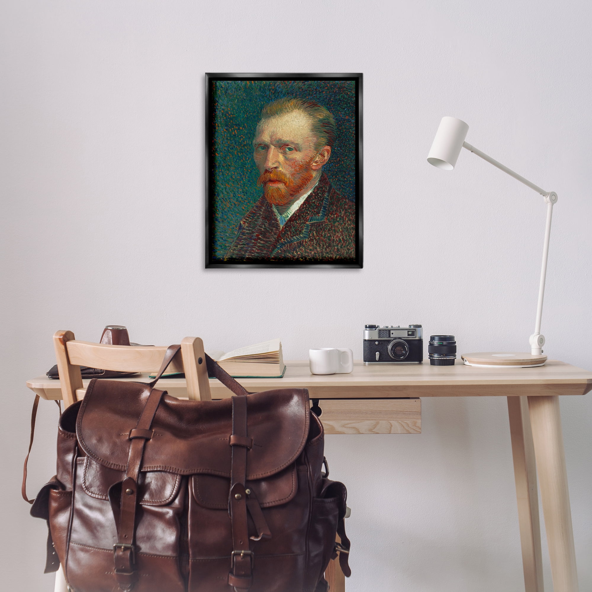 Stupell Industries Van Gogh Self Portrait People Painting Black Floater Framed Canvas Art Print Wall Art, 25 x 31