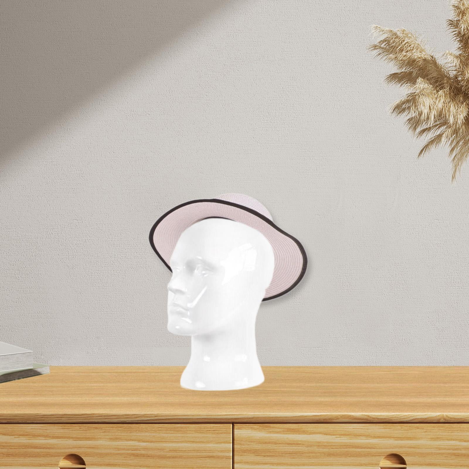 Bothyi Male Mannequin Head Freestanding Wig Stand for Hair Salon Glasses Home Decor Glossy White