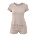thumbnail image 4 of Harpily Womens Pajama Set Pattern Print Short Sleeve Crew Neck Top and Relaxed Wide Leg Shorts Home Rest and Vacation Outfit M, 4 of 4