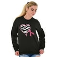 thumbnail image 5 of Zebra Heart Breast Cancer Awareness Women Crewneck Sweatshirt Brisco Brands S, 5 of 6