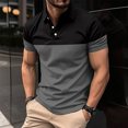 thumbnail image 4 of LRGSHF Polo Shirts for Men Short Sleeve Color Block Pullover Slim Fit Contrast Tops Summer Golf Daily Casual Outfit Gray 2XL, 4 of 5