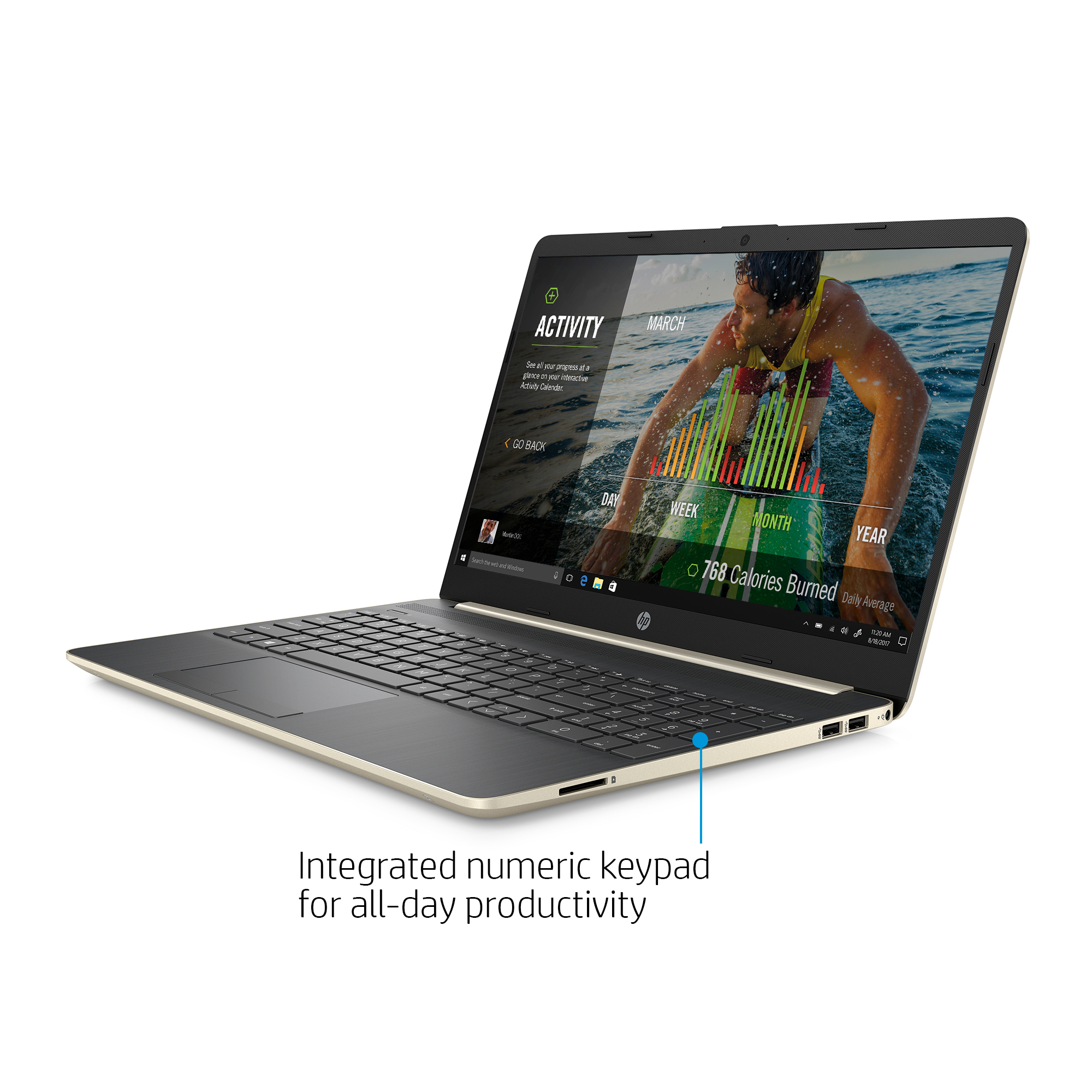 HP 15.6" HD Laptop, Intel Core i5-8265U, 8GB, 256GB SSD, Pale Gold, 15-dw0052wm - image 7 of 10
