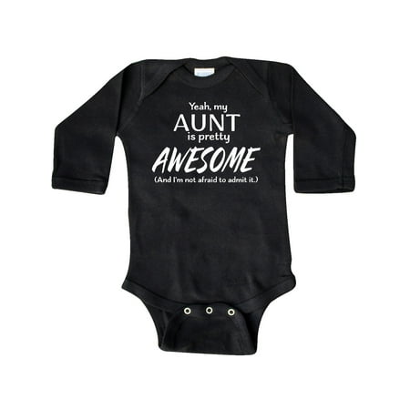 

Inktastic Yeah My Aunt is Pretty Awesome Gift Baby Boy or Baby Girl Long Sleeve Bodysuit