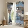 thumbnail image 3 of Homewish Rustic Lodge Cabin Black Out Curtains for Men, Vintage Old Barn Door Curtains Pack of 2 (42x63 Each), Blue Farm House Bedroom Curtains, Curtains Blackout Home Decor, 3 of 6