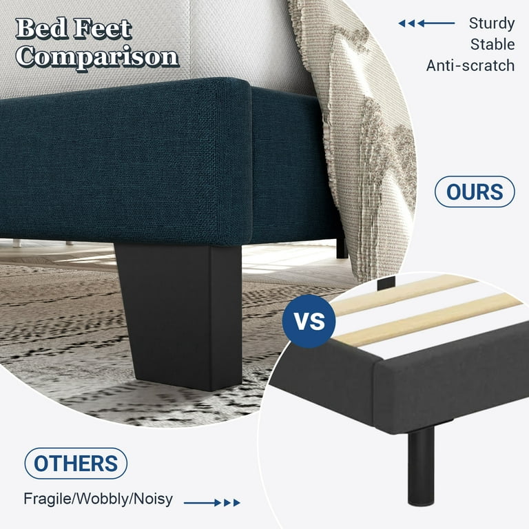 Allewie Full Size Adult Platform Bed Frame, Fabric