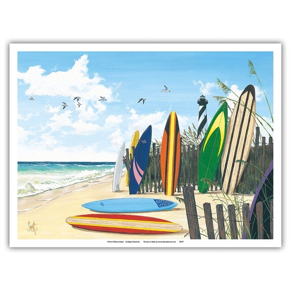 Surf Boards - From an Original Color Painting by Scott Westmoreland - Master Art Print (Unframed) 9in x 12in