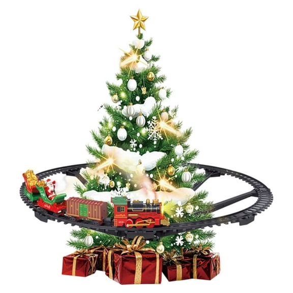 Gallickan Christmas Train Set, Hanging Tree Decor, LED Light Mist Effect, Bluetooth Music Toy, Animated Display, for Holiday Gifts and Decorations