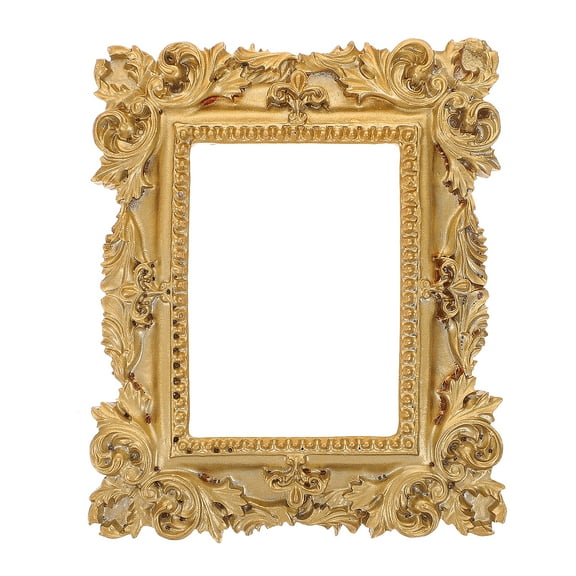 Retro Resin Picture Frame Golden Mini Photo Frame Desktop Ornament Jewelry Display Frame for Bedroom