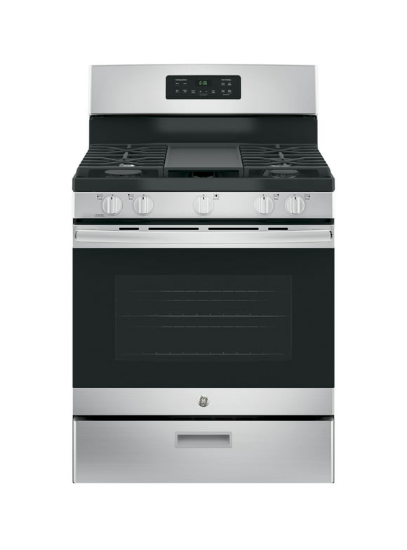 GE Appliances 30" Free-Standing Gas Range mod. JGBS66REKSS in Stainless Steel, Edge-to-edge cooktop