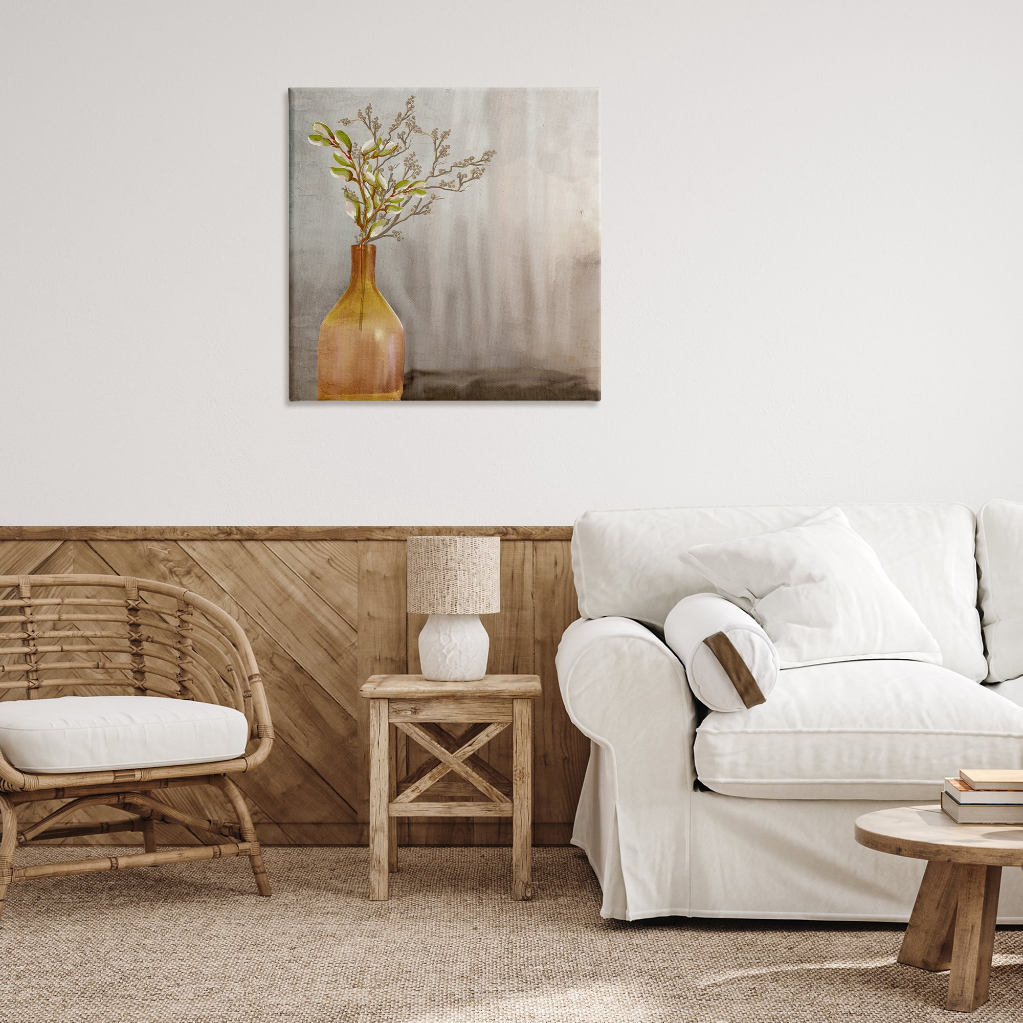 Stupell Industries Traditional Amber Vase Plants & Flowers Painting Wrapped Canvas Art Print Wall Art, 30 x 30