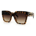 thumbnail image 4 of Womens Large Squared Rectangle Cat Eye Designer Fashion Plastic Sunglasses Tortoise - Brown, 4 of 8