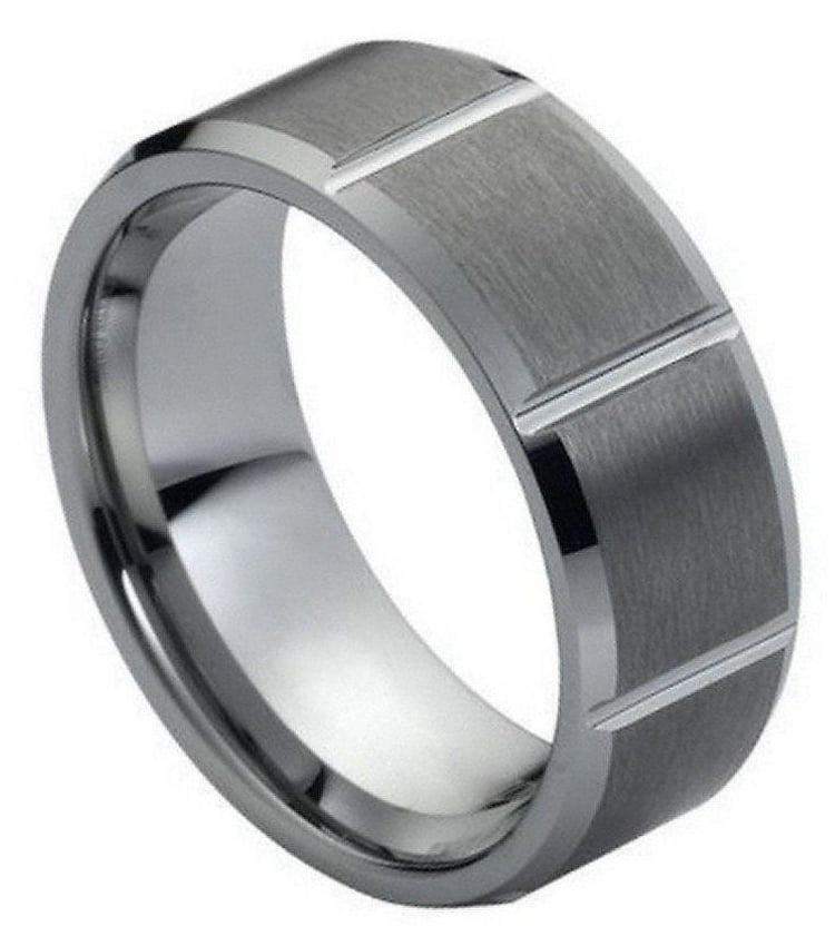 WorldJewels Vertical Lines Stainless Steel Wedding Band & Ring