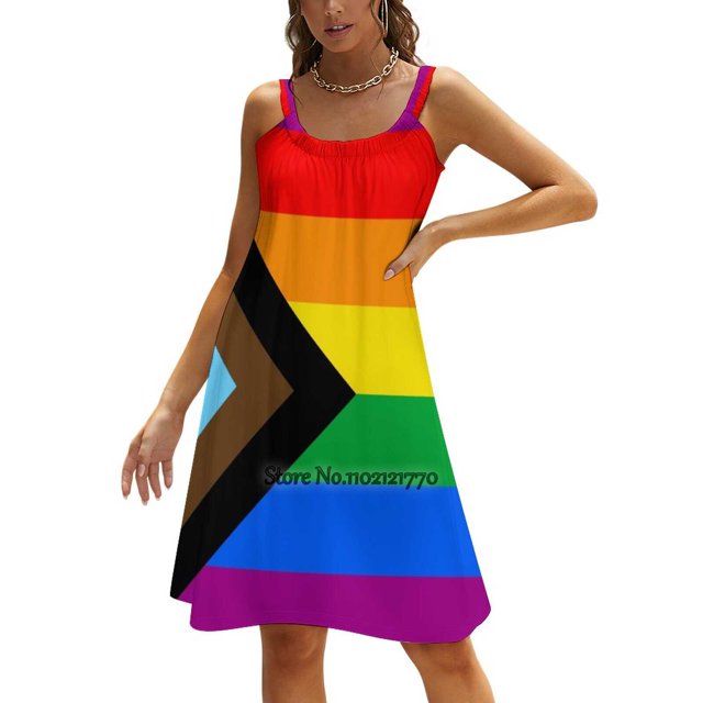 Progress Pride Flag Back Lacing Backless Dress Square Neck New Plus Size Elegant Women Dress Progress Progress Progress Pride