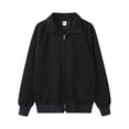 thumbnail image 1 of Heavyweight solid color stand-up collar zip-up cardigan jacket for men, autumn fashion, simple sporty casual double zip-up sweatshirt, 1 of 4