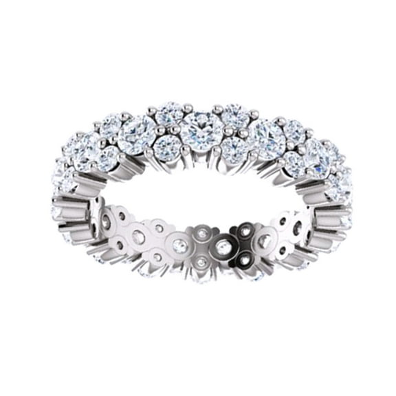 AFFY Round Cut White Natural Diamond Eternity Band Ring In 14K Solid White Gold (1.75 Ct)