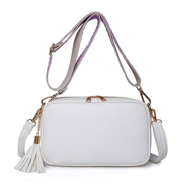 Bolso Moda Crossbody Bolsos Borlas PU Cuero Mujer Viaje Satchel Blanco
