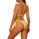 thumbnail image 3 of Conjuntos de bikini de dos piezas con detalles de cadena para mujer, parte inferior de triángulo con lazo, traje de baño grande amarillo, 3 of 5