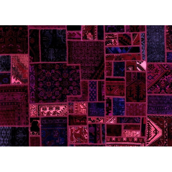 Ahgly Company Indoor Rectangle Patchwork Pink Transitional Area Rugs, 2' x 4'