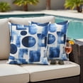 thumbnail image 4 of Blue Geometric Outdoor Waterproof Pillow Covers, Modern Abstract Vintage Art Aesthetic Decorative Square Throw Pillowcase Sofa Cushion Sham for Patio/Couch/Chair, 26"x26" 2 Pack, 4 of 8