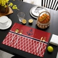 thumbnail image 3 of Red Morocco Placemats Set of 4, Ocean Nautical Anchor Stripe Geometric Placemats for Dining Table, Place Mats for Kitchen Tabletop, Waterproof Wipeable Dining Table Mats Set, 3 of 9