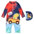 thumbnail image 2 of Boys Swimsuit One Piece Long Sleeve Rash Guard Swimwear Upf 50 Sun Swimming Outfit for Kids, 2 of 4