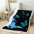 thumbnail image 2 of Blue Butterfly Blanket for Girls Kids Romantic Themed Throw Blanket Blue Rose Flowers Fleece Blanket Butterfly Print Fuzzy Blanket Soft Microfiber Sherpa Blanket 50"x60", 2 of 5