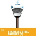 thumbnail image 3 of DREMEL 531-02 1/2 In. Stainless Steel Brushes (2 Pack), 3 of 3