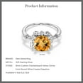 thumbnail image 6 of Gem Stone King 925 Sterling Silver Yellow Citrine and White Created Sapphire Engagement Ring for Women | 2.10 Cttw | Cushion Checkerboard 8MM | Gemstone November Birthstone | Size 7, 6 of 6