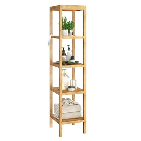 Corner Standing Shelf Bamboo Shelf 5-Tier Utility Storage Shelving Unit, Free Standing Kitchen Rack, Corner Shelf, Display Stand for Living Room, Hallway, Balcony 13