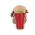 thumbnail image 2 of BLISSFUL STEP Women Stripe Bow Pointed Toe Block Heel Slides Mules Red 10, 2 of 8