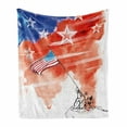 thumbnail image 1 of 4th of July Soft Flannel Fleece Throw Blanket, Watercolor Artwork of a Historical Scene Planting the American Flag Design, Cozy Plush for Indoor and Outdoor Use, 50" x 60", Multicolor, by Ambesonne, 1 of 6