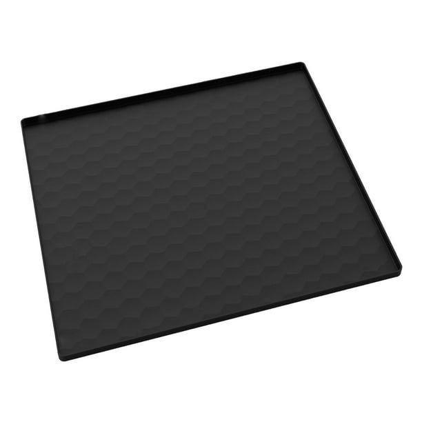Alfombrilla de silicona cuadrada para suelo de frigorífico, bandeja de goteo para secadora, multiusos, portátil, evita caídas. Negro