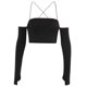 thumbnail image 1 of Fashion T-shirts Blouses Women off Shoulder Top Sexy Long Sleeves Crop Top Cut out Tee-Shirts Solid Color Blouse Top White M, 1 of 5