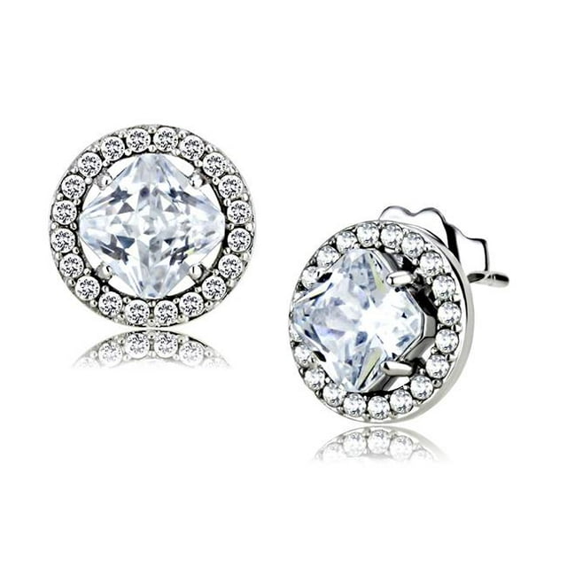 Boucles d'Oreilles en Acier Inoxydable avec AAA Grade CZ in Clear