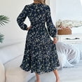 thumbnail image 5 of Ruimatai Women's Floral Print V-Neck Long Sleeve Dress Ruffles Casual Summer Dress Comfortable Polyester Daily Wear Party Wedding, 5 of 8