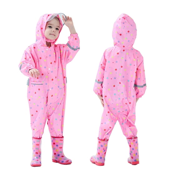 Little Girls Raincoat Kids Rain with Reflective Cute Cartoon Design for Children Outdoor Play Rain Coats Size 7-9T