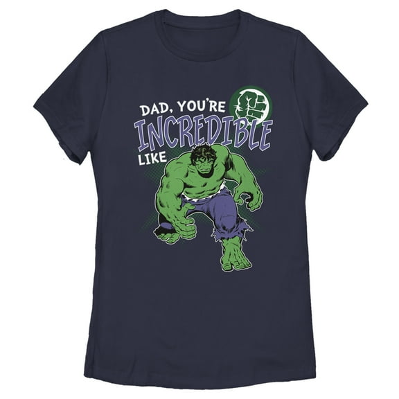 Women's Marvel Hulk Incredible Dad Father's Day Graphic Tee Navy Blue Small