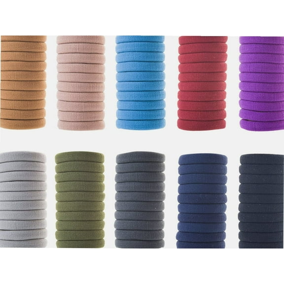 Elastic Hair Ties Seamless No Crease Ouchless Terry Ponytail Holders, Ponytailer, Set of 100 pcs