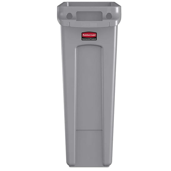 Products Slim Jim Plastic Rectangular Trash Can with Venting Channels, 23 Gallon, Gray