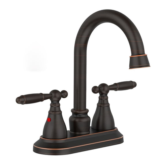4 in. Centerset Double Handle High Arc Bathroom Sink Faucet with Drain Kit in Oil Rubbed Bronze