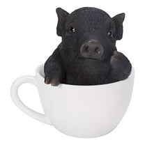 Pacific Giftware Realist Look Black Pig Piggy Tea Cup Resin Figurine Statue