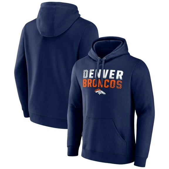 Men's Navy Denver Broncos Team Fade Out Fitted Pullover Hoodie