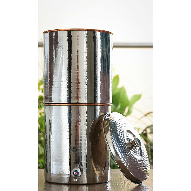 Indian Art Villa Steel Copper Water Filter Dispenser - 507 oz