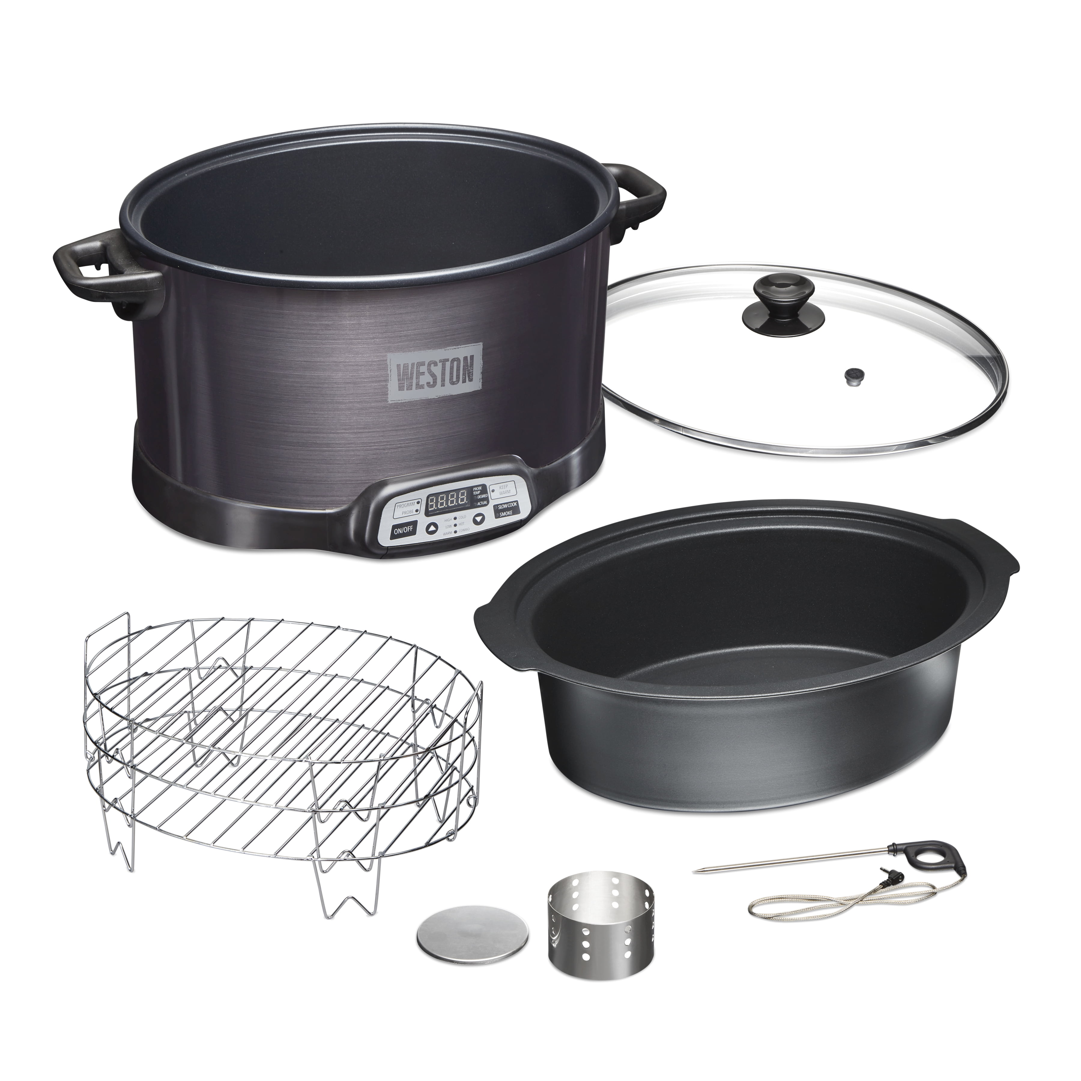 Weston 2in1 Indoor Smoker & Slow Cooker, 6 Quart Capacity, Black, 03