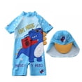 thumbnail image 2 of Baby Boys One-Piece Rash Guard Bathing Suit Swimsuit Set with Sun Hat Dinosaur Swimwear for 1-5Years, 2 of 5
