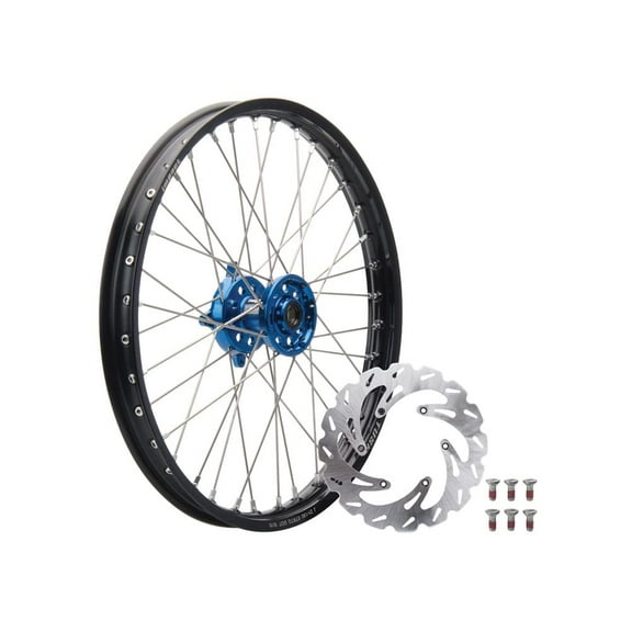 Tusk Impact Complete Front Wheel Package 21 X 1.60 Black Rim/Silver Spoke/Blue Hub
