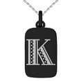 thumbnail image 1 of Stainless Steel Letter K Initial Metro Retro Monogram Engraved Small Rectangle Dog Tag Charm Pendant Necklace, 1 of 1